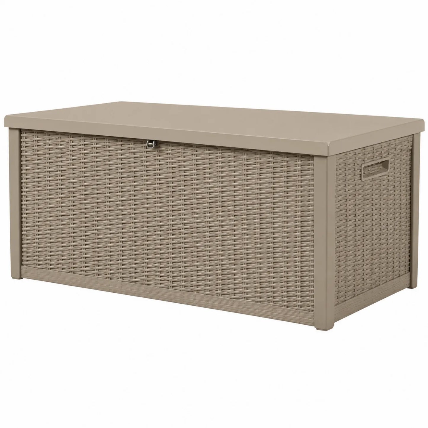 Cofre de almacenamiento para exterior en plástico trenzado beige