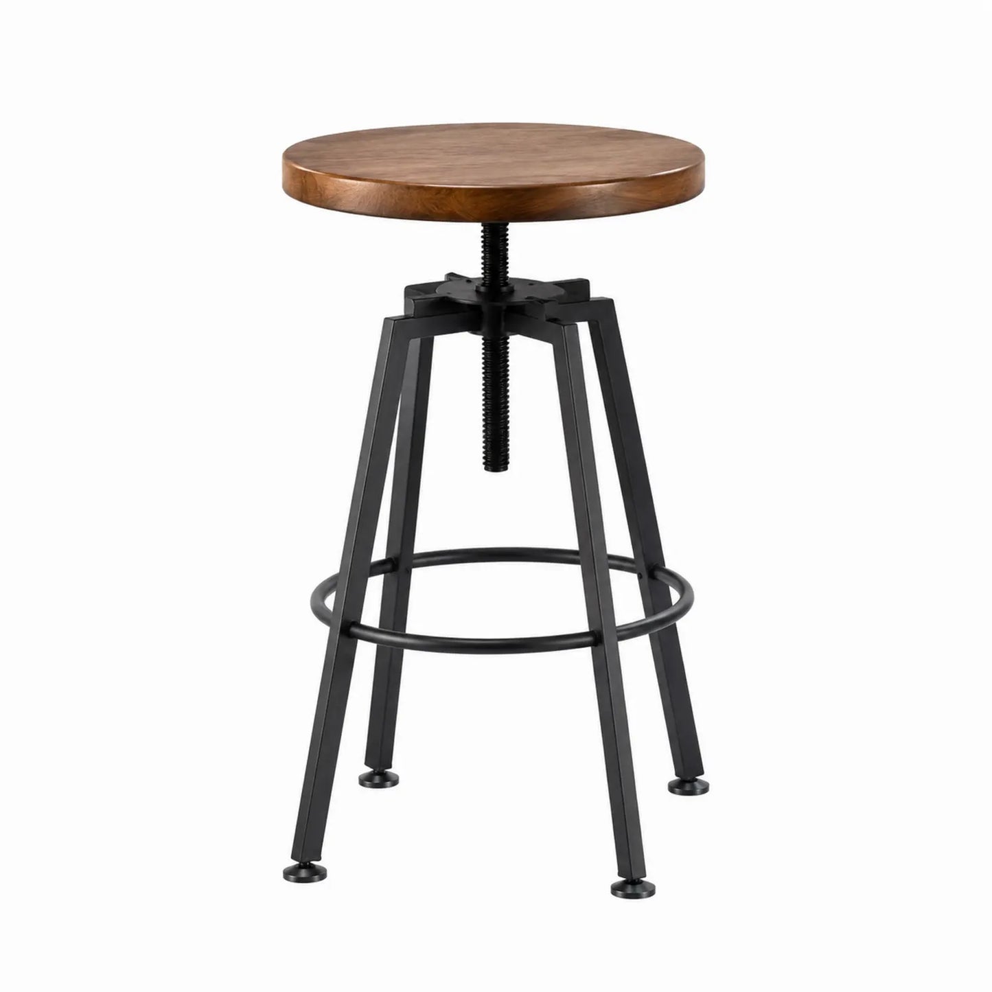 Taburete ajustable de madera y metal negro