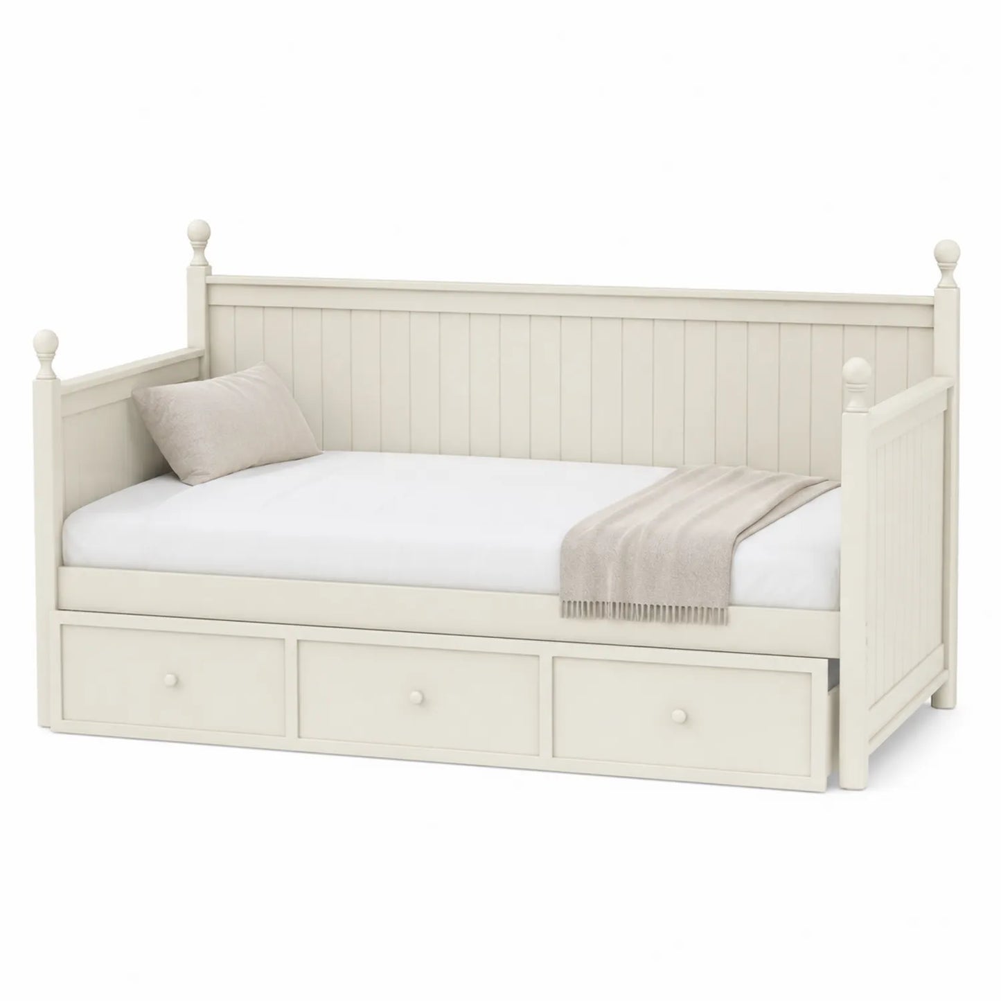 Cama nido de madera con cajones crema 200x90 cm