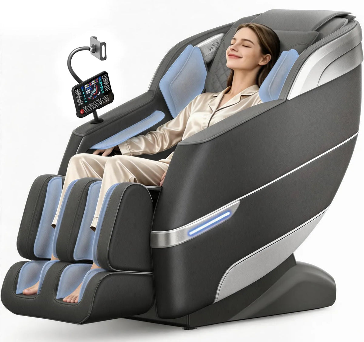 Relax- und Massagesessel, 11 Programme, YONISEE, Transportrollen, Bluetooth, KI Sprachsteuerung und Bluetooth Lautsprecher, 16 Airbags, Beheizbar