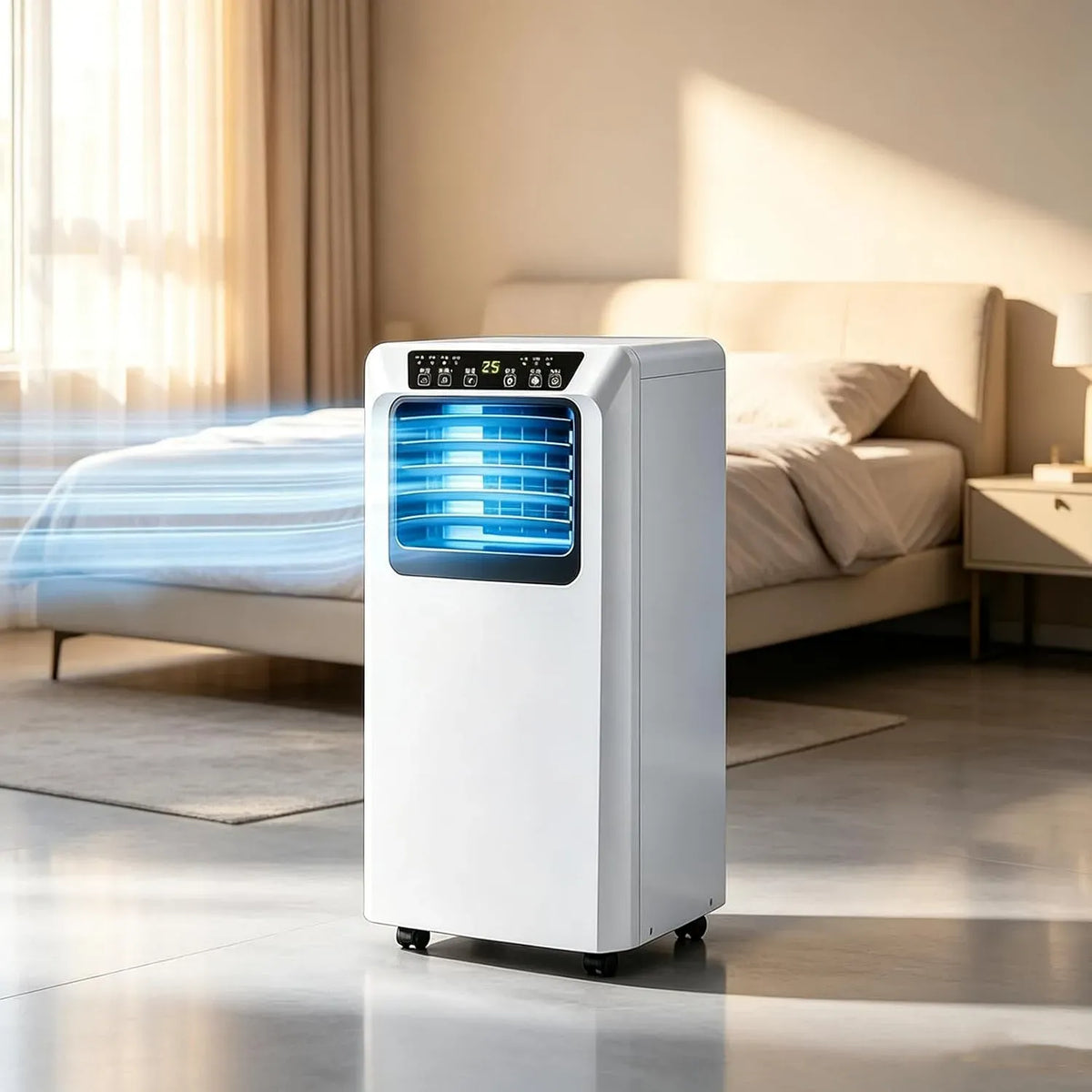 Luftentfeuchter AC 12000, tragbar, WLAN, leise, Air Pro Tragbare BTU Smart Wifi Einheit mit Fernbedienung, leise mobile Kühlung mit Rädern