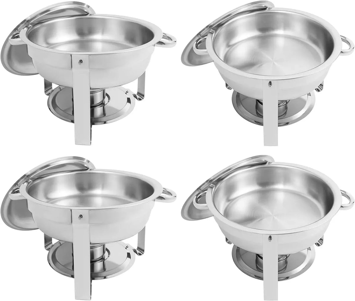 Chafing Dish Warmhaltebehälter 4Set, 4.5 L, Warmhaltefunktion, Gastronomie, Edelstahl, Silber, Edelstahl Speisenwärmer