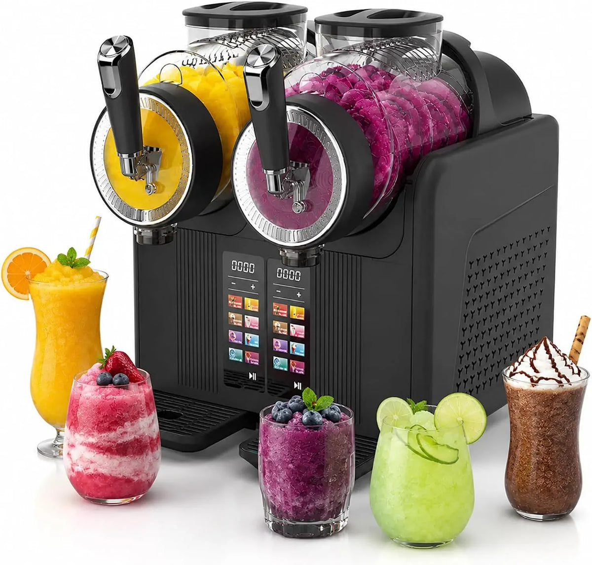Slush-EIS-Crushed-Ice-Maschine, Slush-Eisbereiter, 12 L, Touch-Bedienung, Schwarz, für Fruchtsäfte & Cocktails Black
