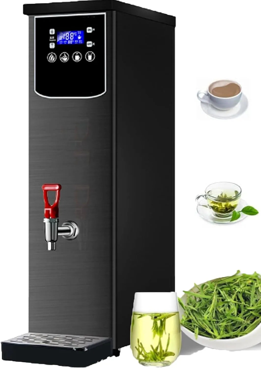 Heißwasserspender, Heißwasserbereiter, Timer, Restaurant, Digitalanzeige, Wärmefunktion, Schwarz, für Restaurants