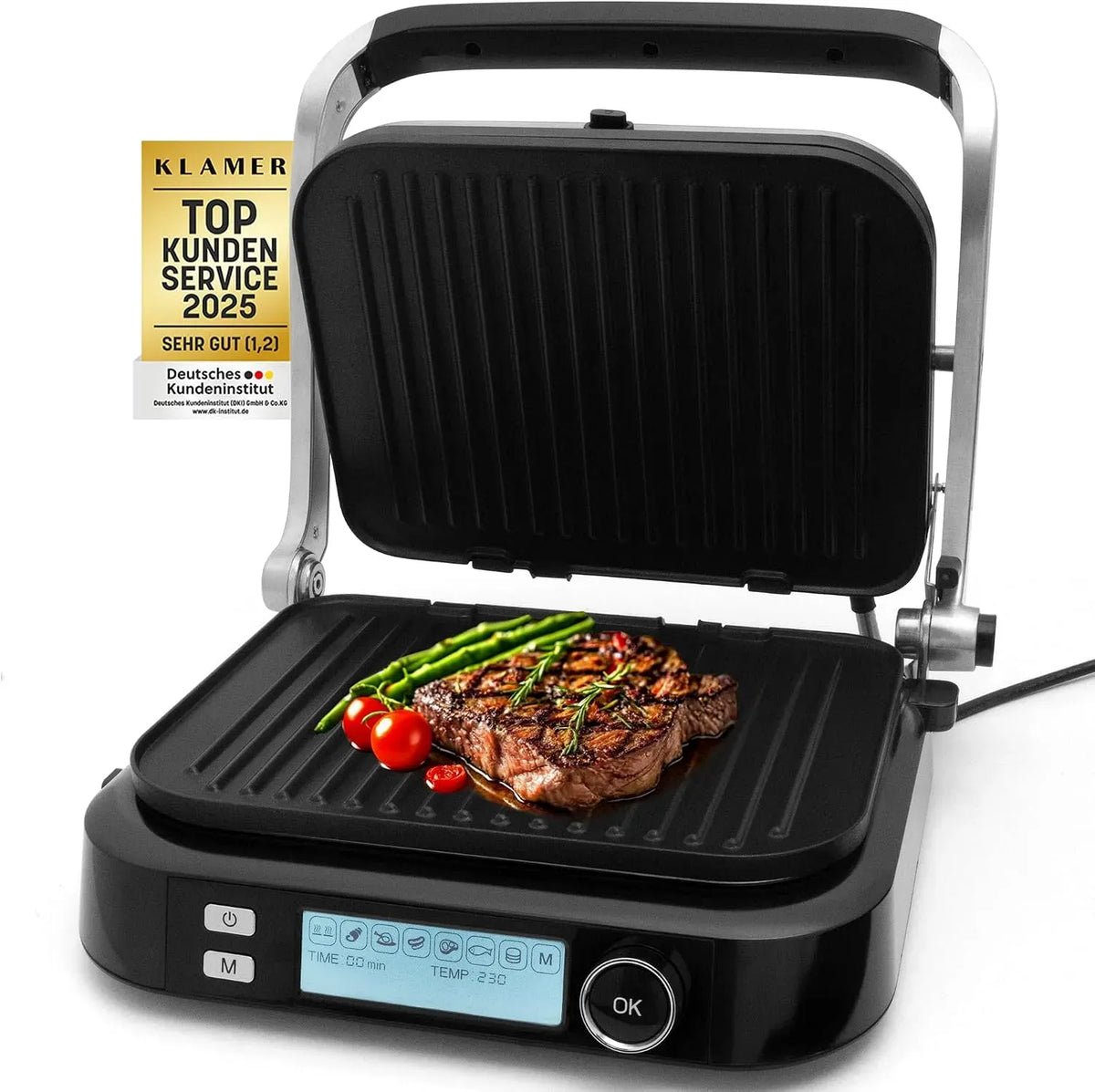 Kontaktgrill, Kontaktgrill und Paninigrill, 2100 W, Touch-Bedienung, KLAMER