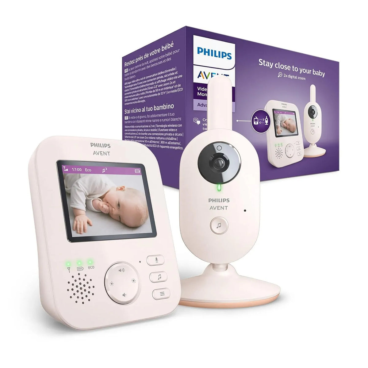 Philips 2-Wege-Audio SCD881/05 Video-Babyphone, Kamera, Babyüberwachungsgerät, IPS-Panel, 2,8 Zoll