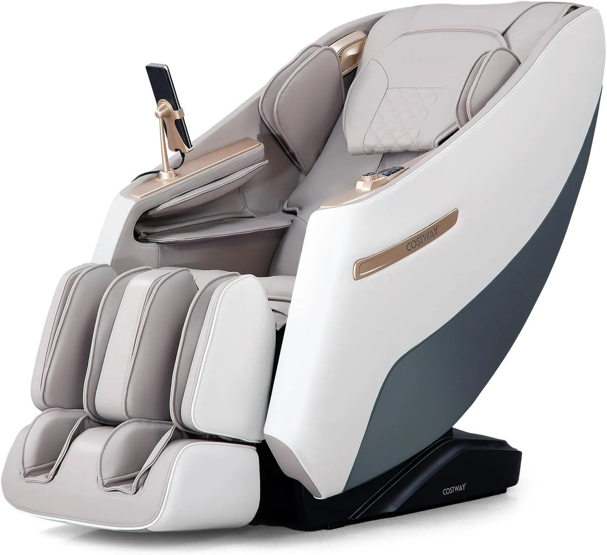 Relax- und Massagesessel, COSTWAY, Weiß, Massagestuhl, Zero Gravity SL Track Shiatsu Massagestuhl Heizung & Luftdruckmassage
