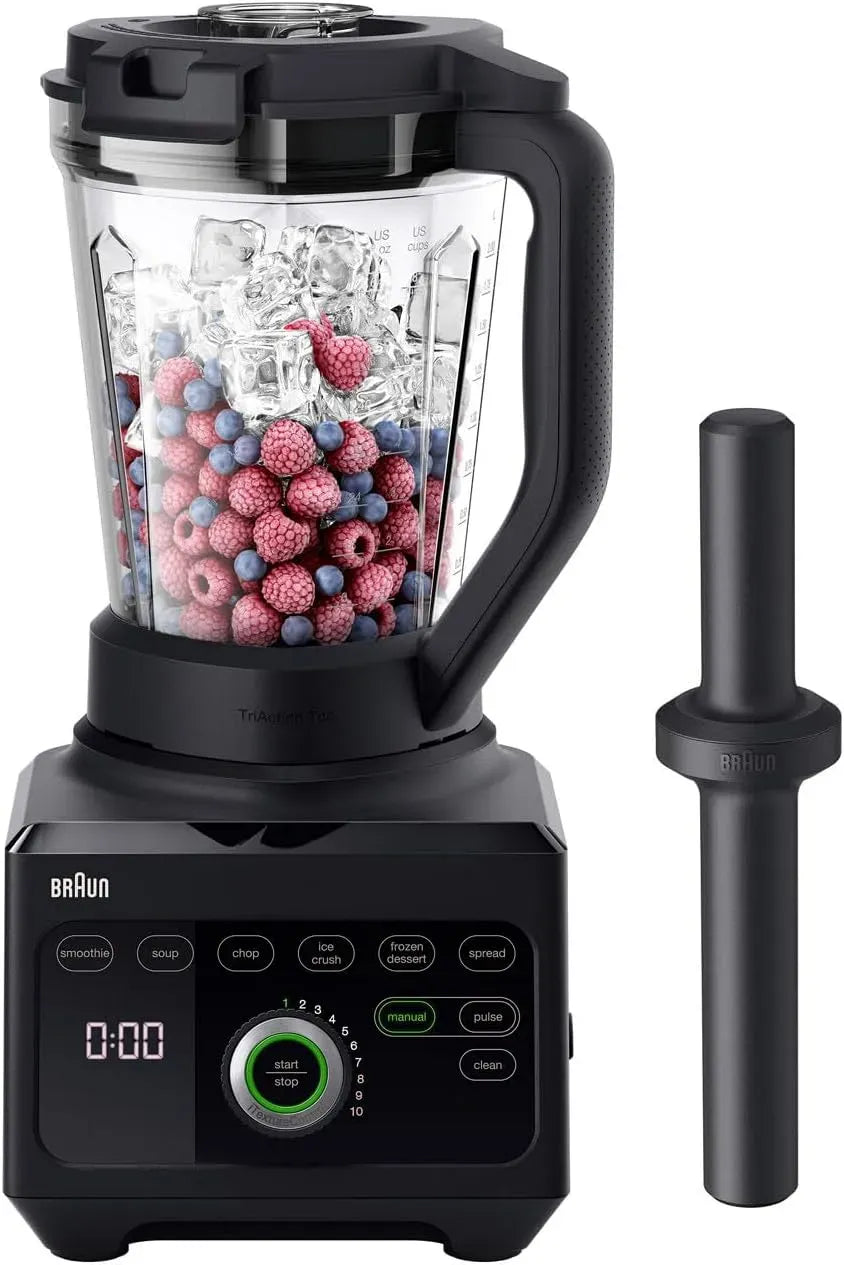 Braun JB9040BK Standmixer, 2 L, 1600 W, 18 Programme, Schwarz, 2 l Tritan-Behälter, 10 Geschwindigkeiten