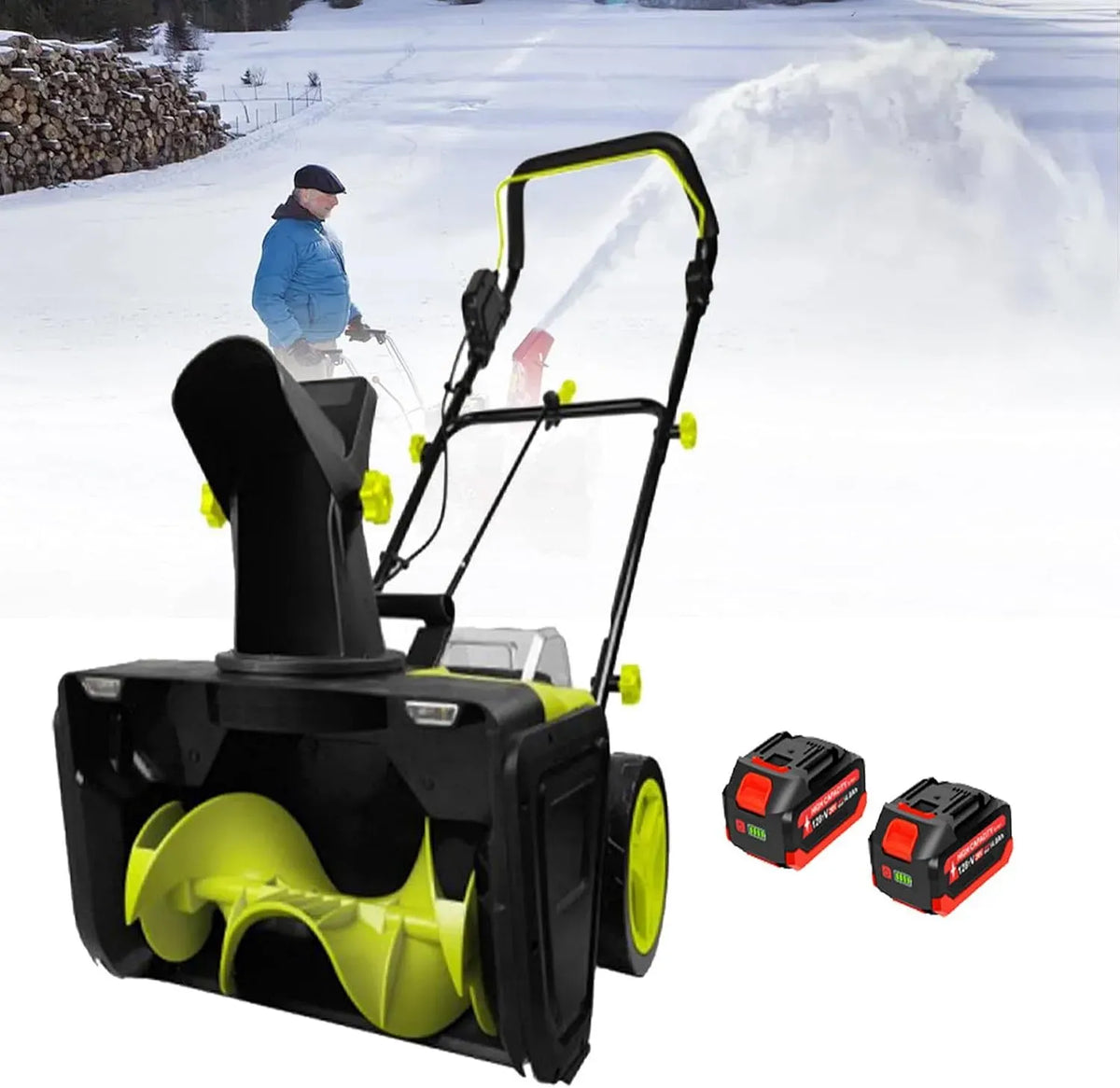 2Battery Elektro-Schneefräse, Schneeräumgerät, 50 cm, 25 cm, kabellos, für Veranda 2Battery