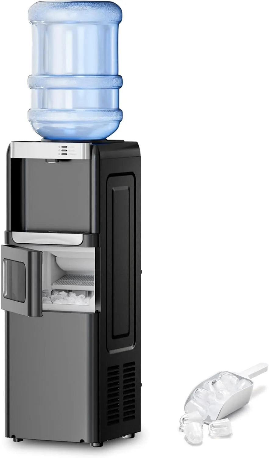 3-in-1 Flaschen-Wasserspender, Kaltwasserspender, Eisbereiter, Kindersicherung, Schwarz, für 3 bis 5 Gallonen Flaschen-Wasserspender, Antarctic