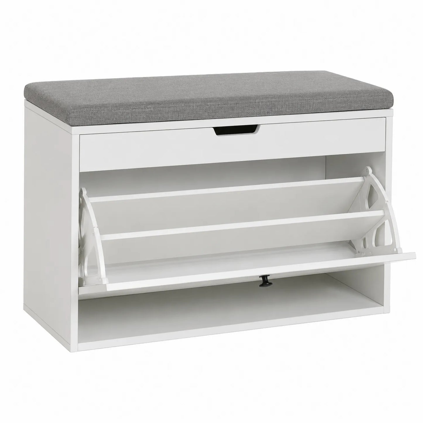 Banco de almacenamiento de madera MDF con cojín gris