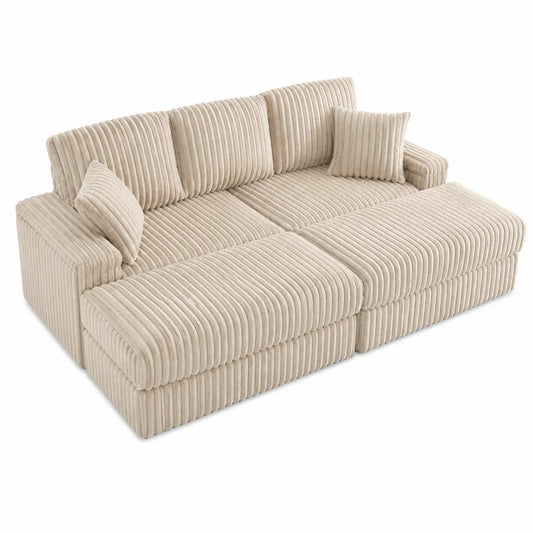 Sofá Modular de Tejido de Pana Beige