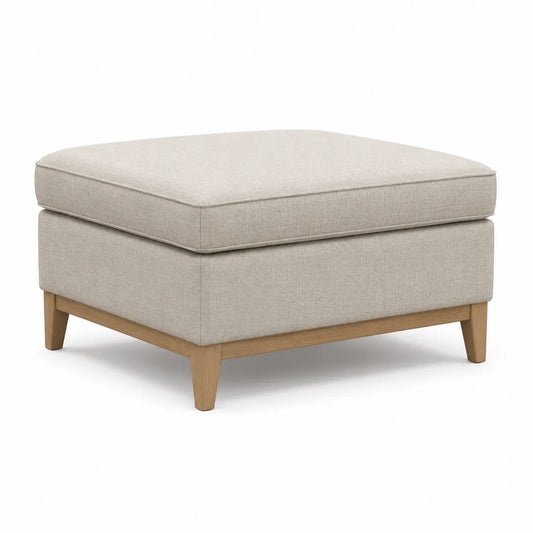 Reposapiés de Tela Beige con Base de Madera