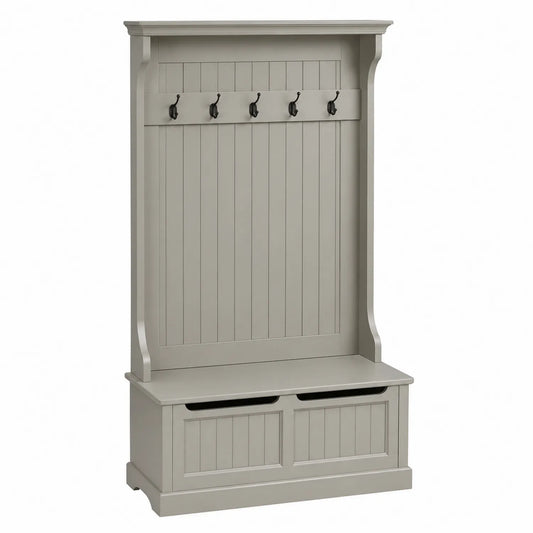 Perchero Recibidor con Banco de Madera Gris 180cm