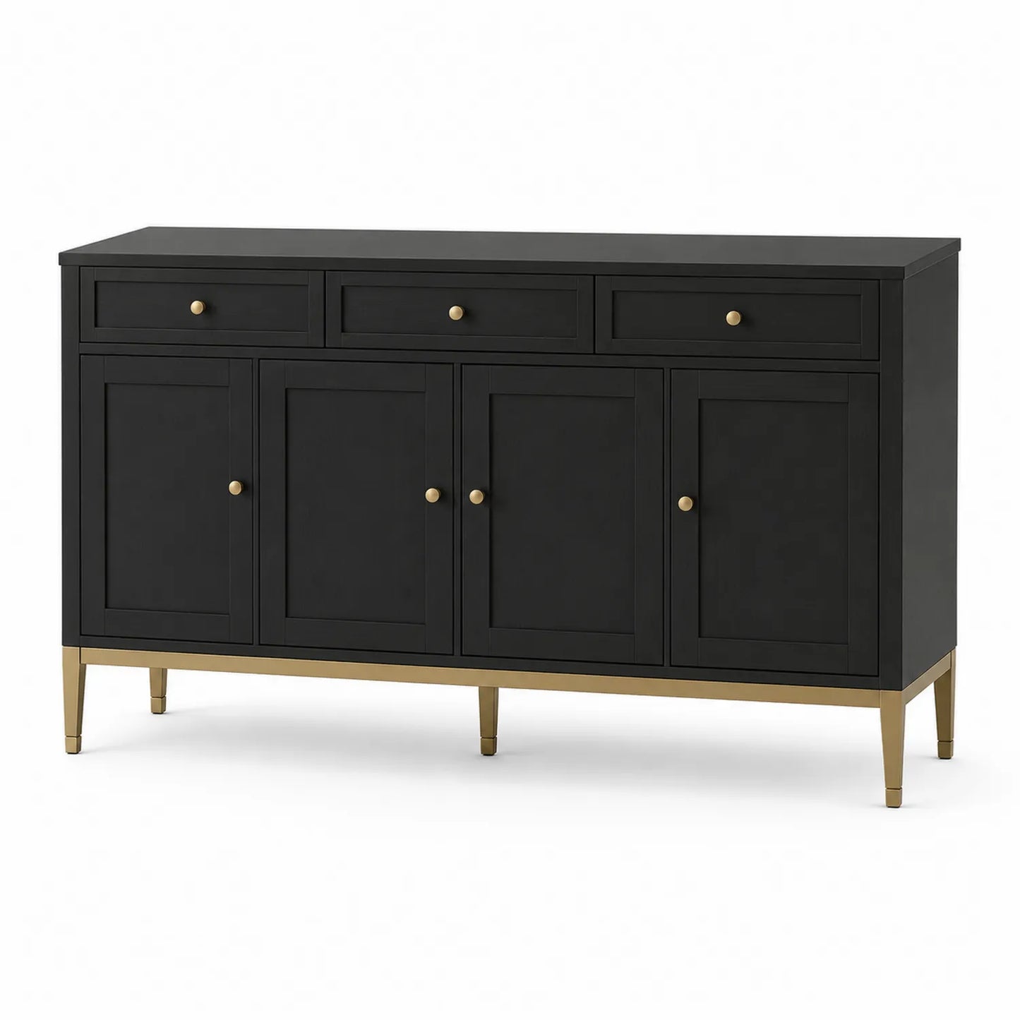 Aparador Negro Madera y Metal 152x40x91 cm