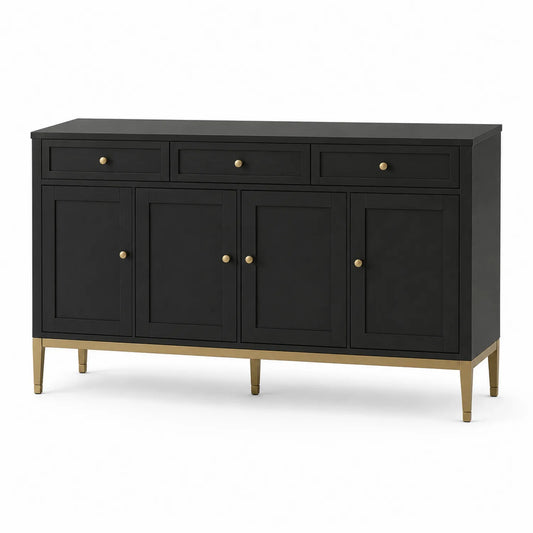 Aparador Negro Madera y Metal 152x40x91 cm