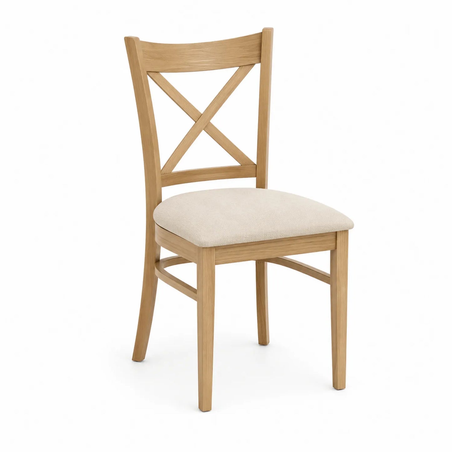 Silla de madera con asiento tapizado beige
