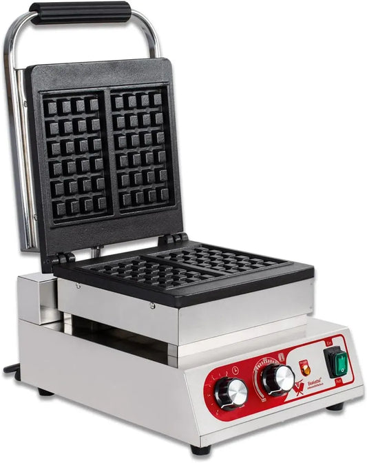 Waffelautomat, Waffeleisen, 50 bis 250 °C, Timer, Antihaftbeschichtung, Edelstahl, für z.B. belgische Waffeln, Beeketal