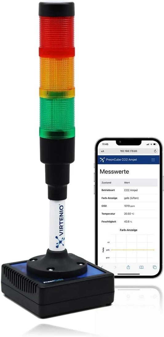 CO2 Messgerät, für bessere Raumluft, PreonCube Ampel Messgerät für bessere Raumluft