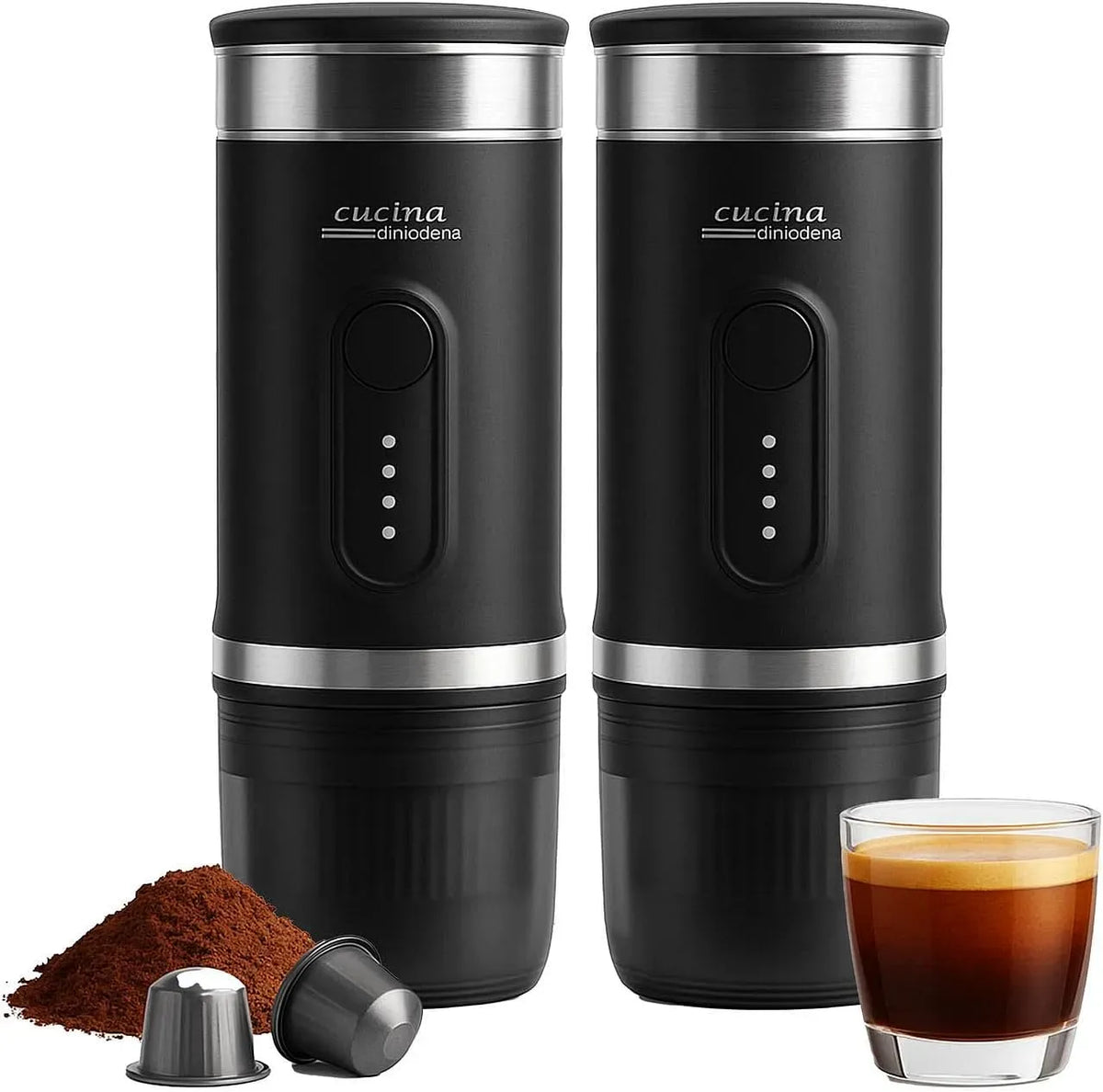 Espressomaschine, 140 W, Akku 2er-Set, 15 bar