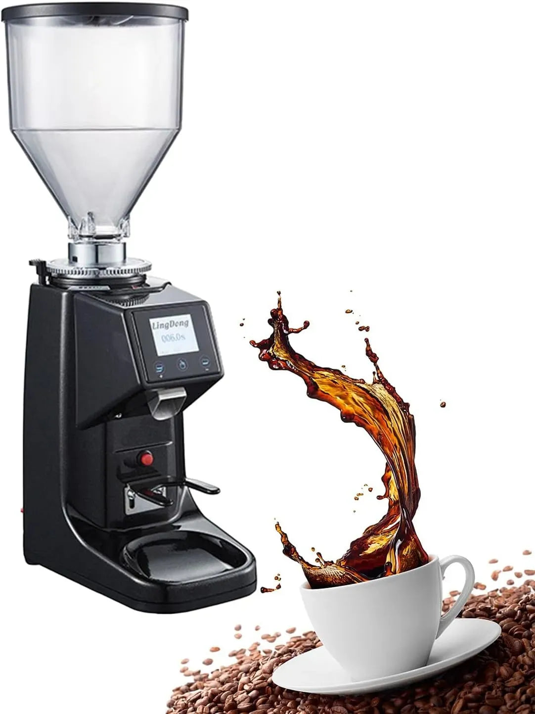 60-Mm-Edelstahlmahlwerk Kaffeemühle, Kaffeebohnenmühle, 750 g, Touch-Bedienung, Timer, gewerblich, für Espresso