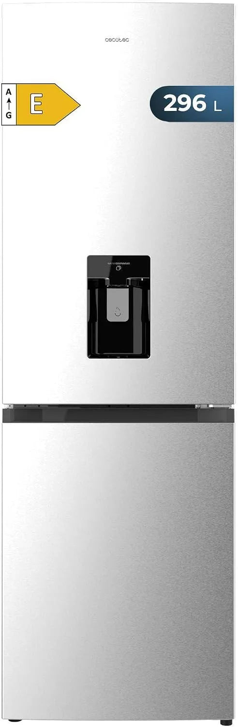 Cecotec Bolero CoolMarket Combi Kühl-Gefrierkombination, 296 L, LED-Beleuchtung, Edelstahl, Kühlschrank mit Gefrierfach, Fast Cooling