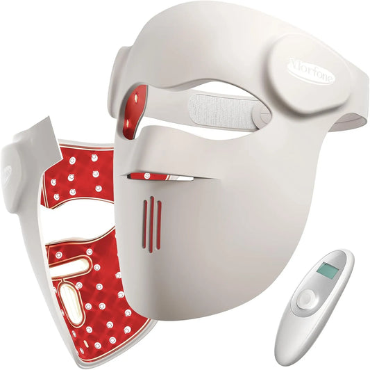 Ideales Hautpflege-Geschenk für Frauen, Perfekt für den Einsatz zu Hause und Unterwegs, Morfone 3D LED Gesichtsmaske, Rotlichtmaske mit 4 Wellenlängen
