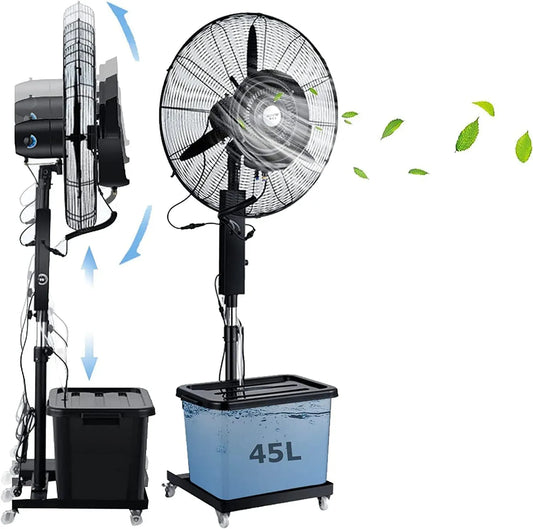 Ventilator, 43 L, 3 Geschwindigkeiten, großer Wassertank, Restaurant, ideal für Restaurants und Geschäfte, 90° Drehung