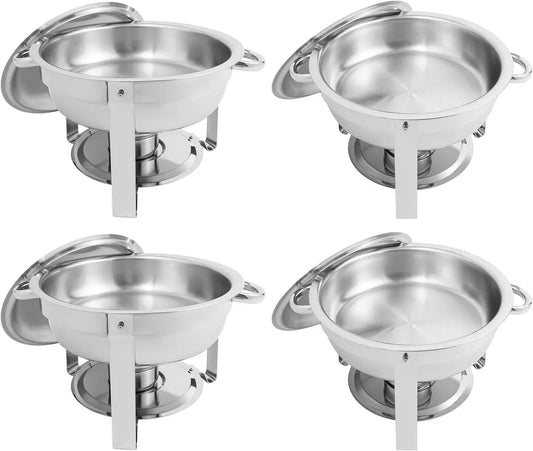 Chafing Dish Warmhaltebehälter 4Set, 4.5 L, Warmhaltefunktion, Gastronomie, Edelstahl, Silber, Edelstahl Speisenwärmer