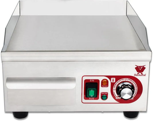 BHGP-1 Fettauffangbehälter, 380 x 355 mm, 2000 W, 50 bis 300 °C, Grill, Thermostat, Edelstahl