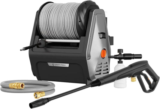 Hochdruckreiniger 30M, 1800 W, 0 GPM Elektrischer Wasserdruckreiniger für die Wandmontage, Max 2400 PSI, Einziehbarem Schlauch