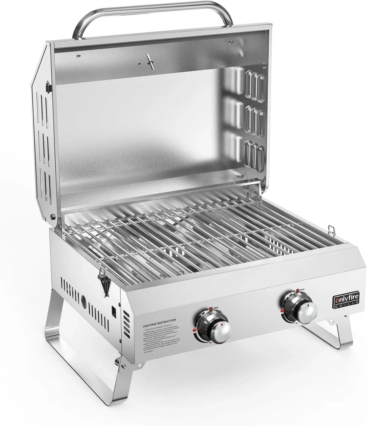 Tischgasgrill, Thermometer, Tischgrill, elektrischer Tischgrill, Grill mit Gasbetrieb, 46x35cm, 4.7 kW, tragbar, Camping, Edelstahl