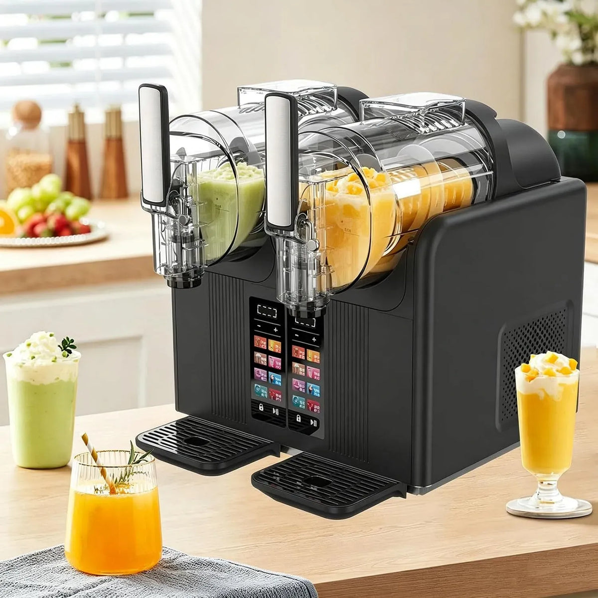 Slush-EIS-Maschine, Slush-Maschine, in-1-Gerät, Slush-Eisbereiter, Touch-Bedienung, Schwarz, für Gefrorene Getränke und Softeis