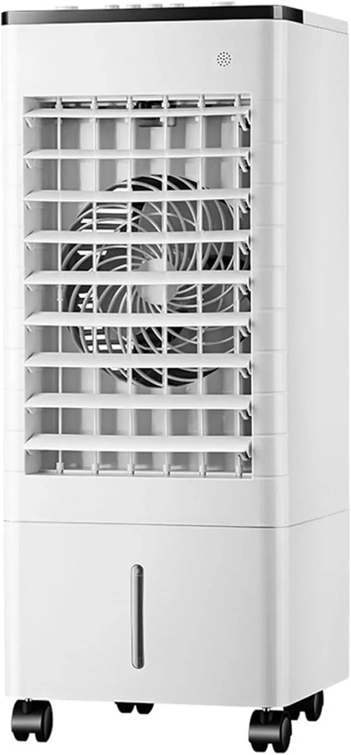 Luftkühler, 35 L, tragbar, Outdoor, großer Wassertank, 3-Gang-Kühlventilator mit 2 Eisboxen, 4 Universalrädern
