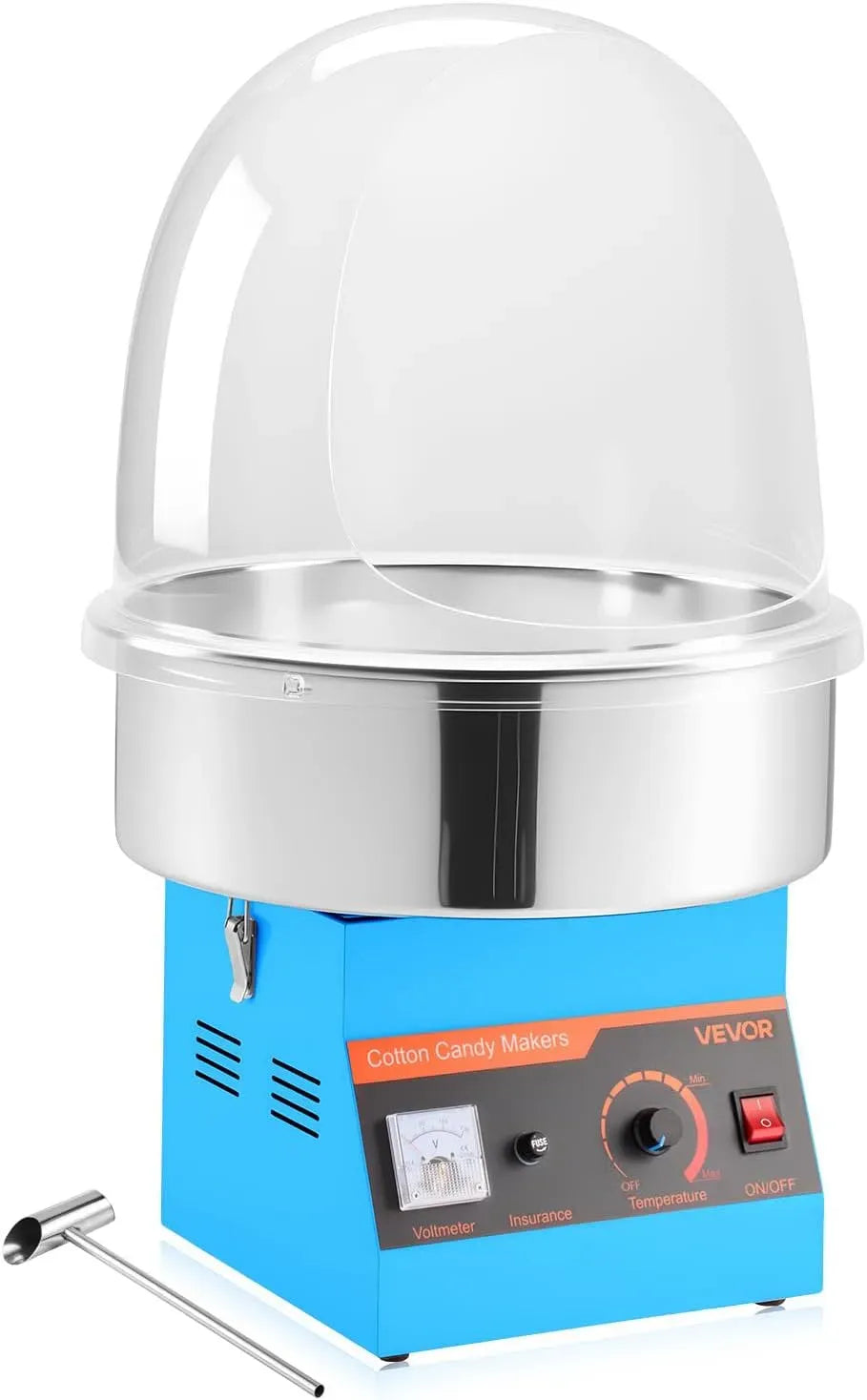 VEVOR Zuckerwattemaschine, Zuckerwattegerät, Abdeckung, Zuckerwatteautomat, 1000 W, Edelstahl, Blau, für Karneval Geburtstage Familienfeiern