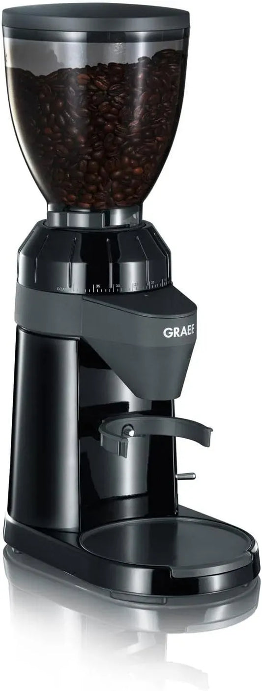 GRAEF CM802 Bohnenbehälter, Kaffeemühle, Kaffeebohnenmühle, 128 W, 350 g, Edelstahl, Schwarz, aluminium