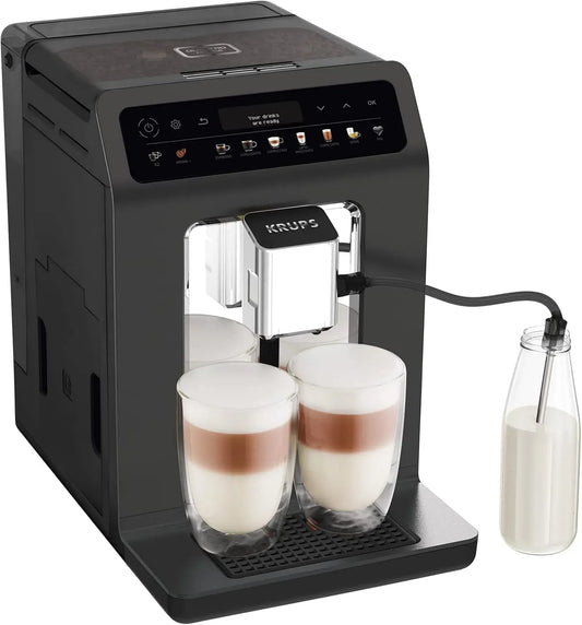 Krups 2-Tassen-Funktion EA895N10 Kaffeevollautomat, Touch-Bedienung, Schwarz, One-Touch-Cappuccino, 12 Getränkespezialitäten