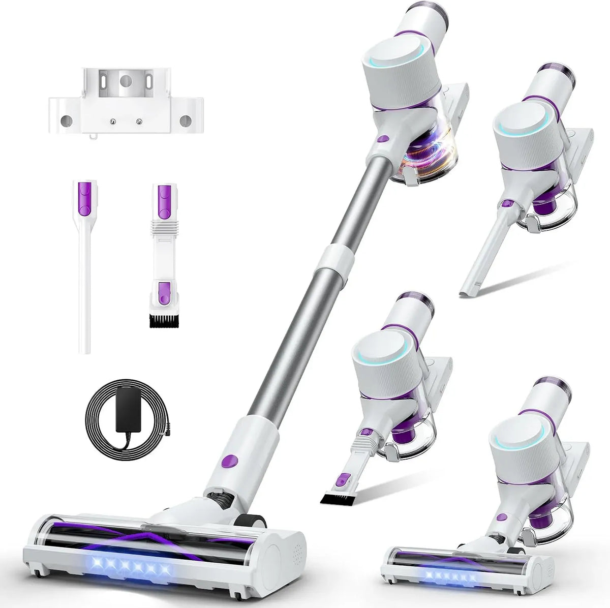 Staubsauger, Akku 60Min 6-in-1, Touch-Bedienung, 7-Schicht-Filtration für Tierhaare, LED-Leuchten, nur 1,75 kg