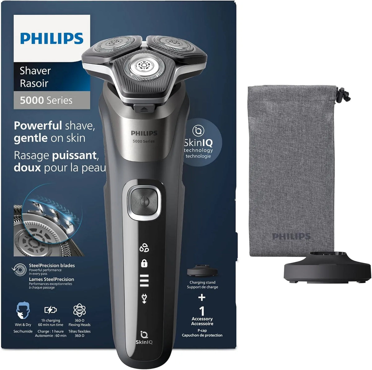 Philips Series 5000 S5887/13 Ladestation, Rasierer, Tasche, IPS-Panel, für Herren