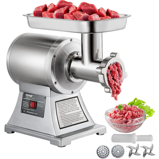 VEVOR Hackfleisch Maschine, Wurstmaschine, Fleischwolf, 448 x 210 x 387 mm, 850 W, 150 kg, Restaurant, Edelstahl, für Restaurant