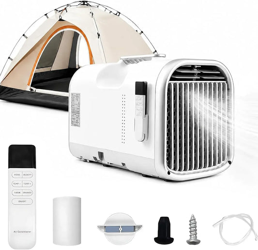 Klimaanlage 4-in-1, tragbar, Timer, Camping, 1-12 Stunden Timer, Automatische Verdunstung für Camping