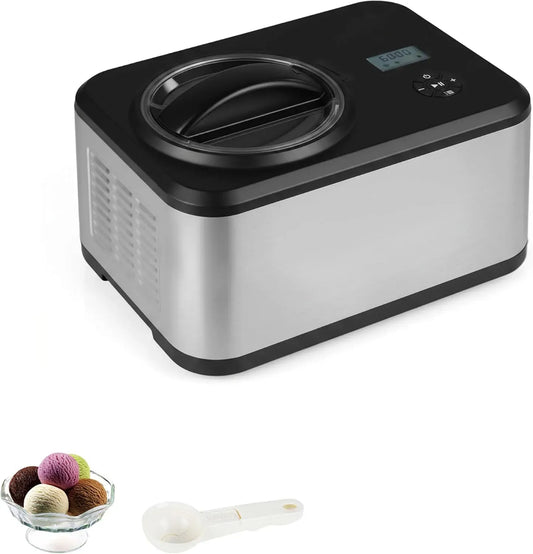 Eiscreme Maschine, Eiscrememaschine, Joghurtbereiter, Eismaschine, Speiseeismaschine, 1,5 L, Timer, Edelstahl, 4 Modi, für Zuhause, LIFEZEAL