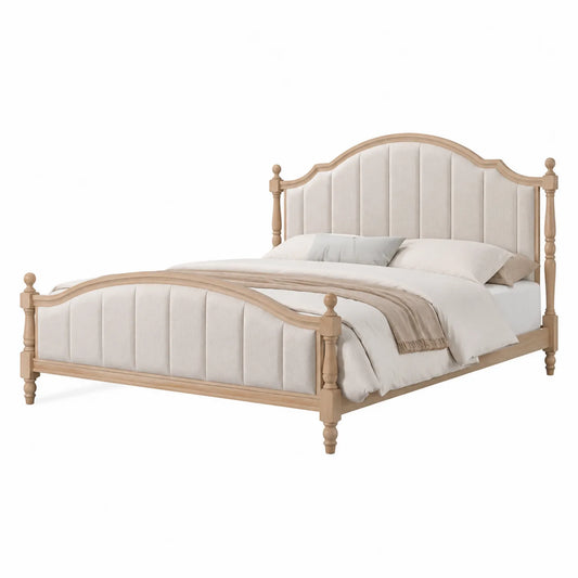 Cama de Madera y Tapizada Beige 200x160 cm
