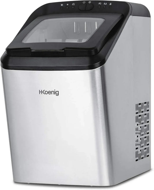 Eiswürfelmaschine, 2,8 L, H.Koenig KBP40, Edelstahl, 15 kg in 24 Stunden, Schnelle Produktionszeit 6 min, Gehäuse aus Edelstahl, Kapazität 2,8 L