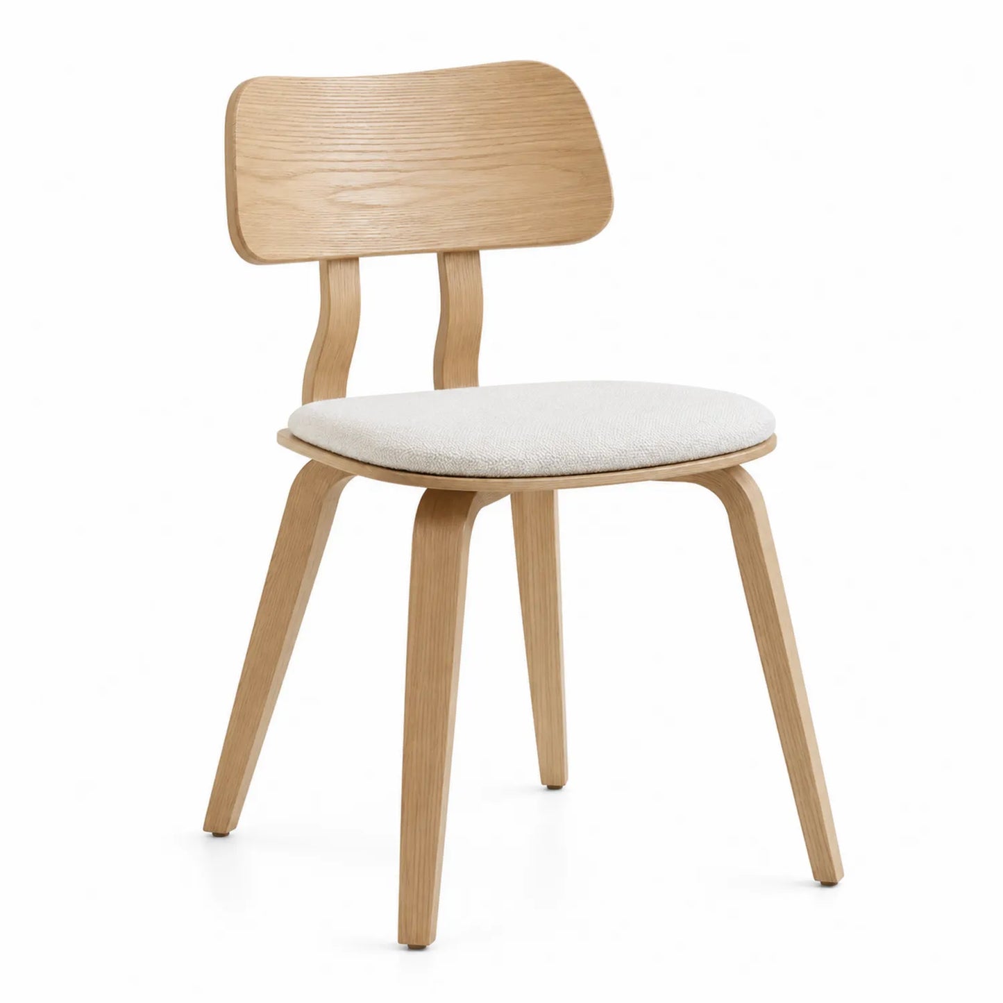 Silla de madera con asiento acolchado en color beige