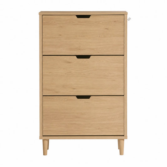 Mueble de madera contrachapada con 3 cajones color Roble Claro