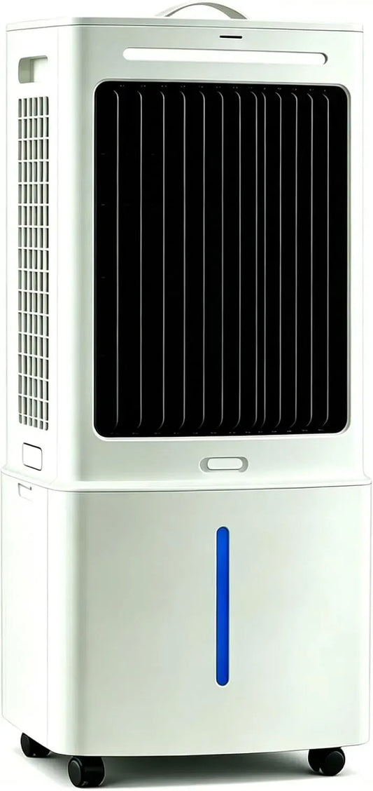 Klimaanlage 4-in-1 10-Stunden-Timer, 25 L, tragbar, Tragbarer Verdunstungsluftkühler, Fernbedienung und 2 Kühlakkus