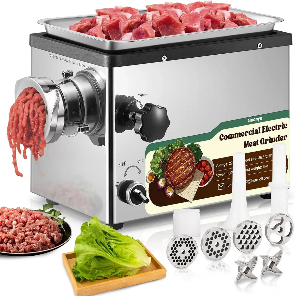 Hackfleisch Maschine, Fleischwolf, 1100 W, Elektrisch