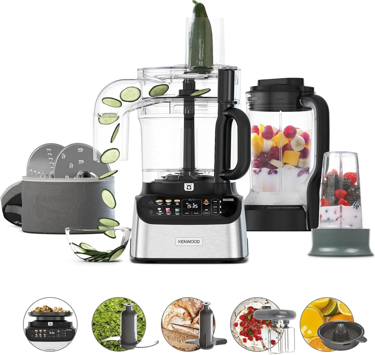 Kenwood FDM73.850SS Küchenmaschine, 1000 W, Touch-Bedienung, Silber, 12 Zubehörteile, 6 Automatikprogramme
