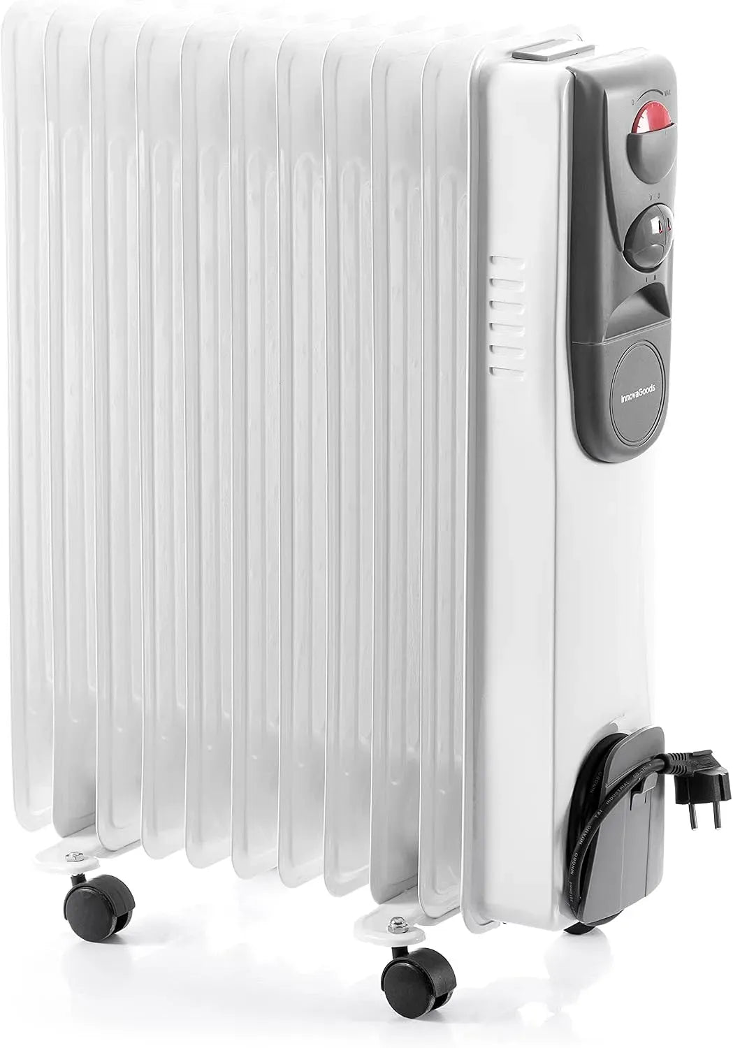 Weiß/Grau, Ölradiator Oileven 2500W, InnovaGoods, 11 Rippen für effiziente Wärme, 3 Leistungsstufen, Überhitzungsschutz, Ideal bis 28m²